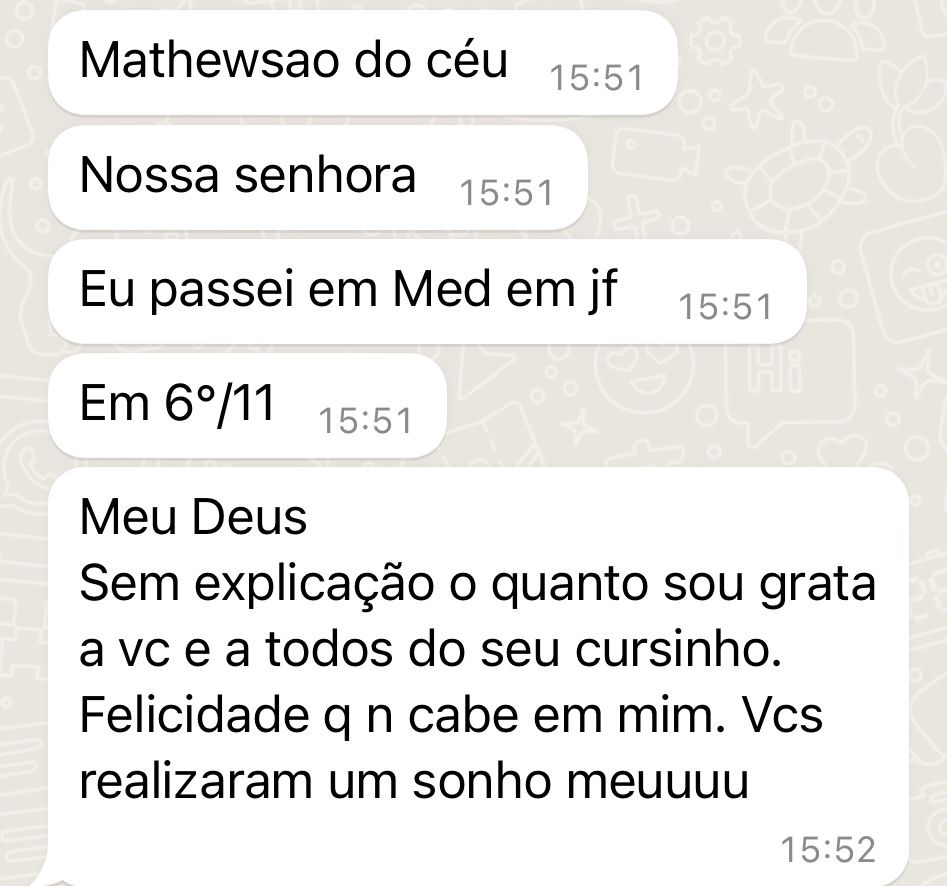 Mensagem de aluno aprovado
