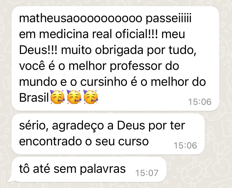 Mensagem de aluno aprovado